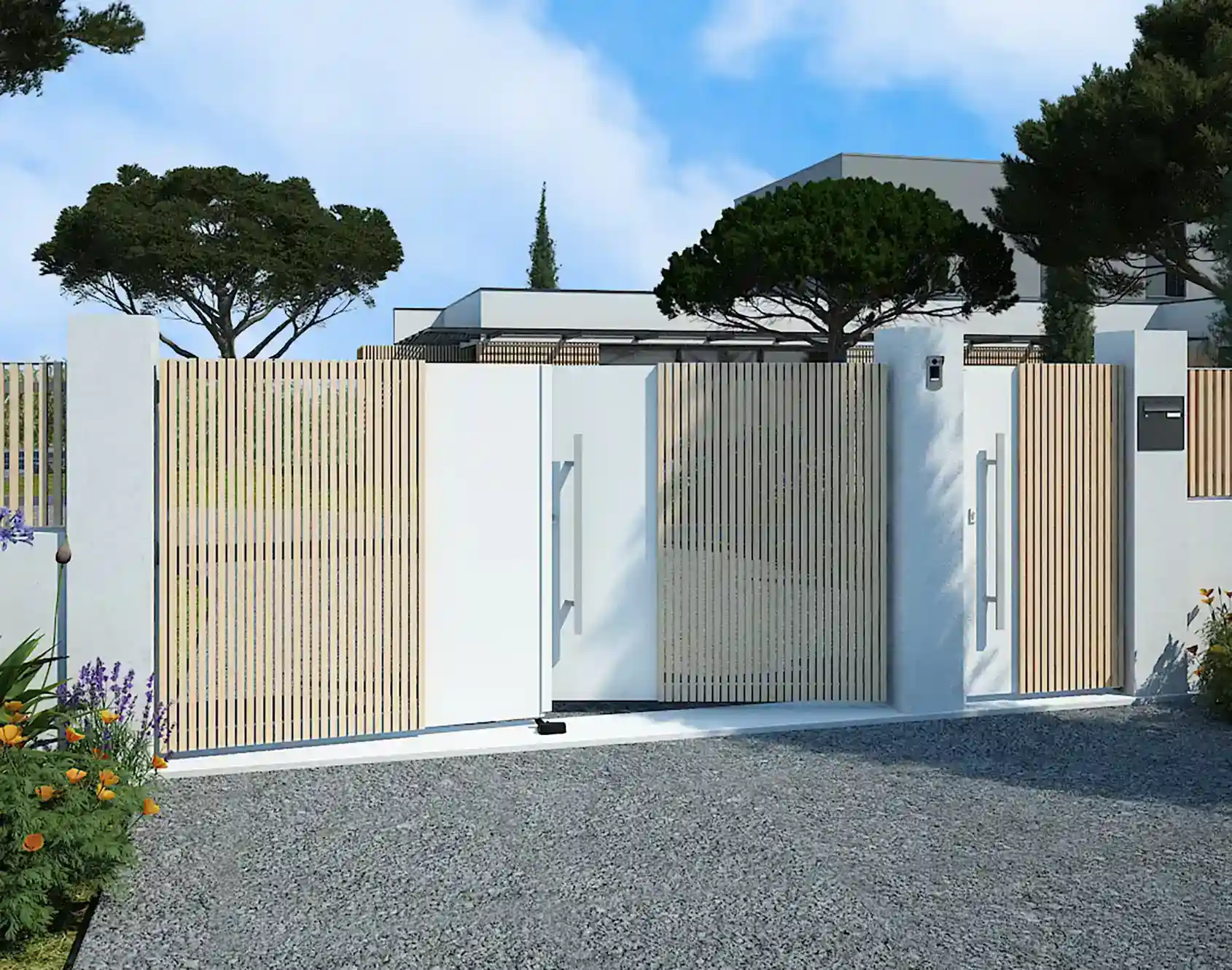 Portail coulissant aluminium tasseaux Thia - Kostum